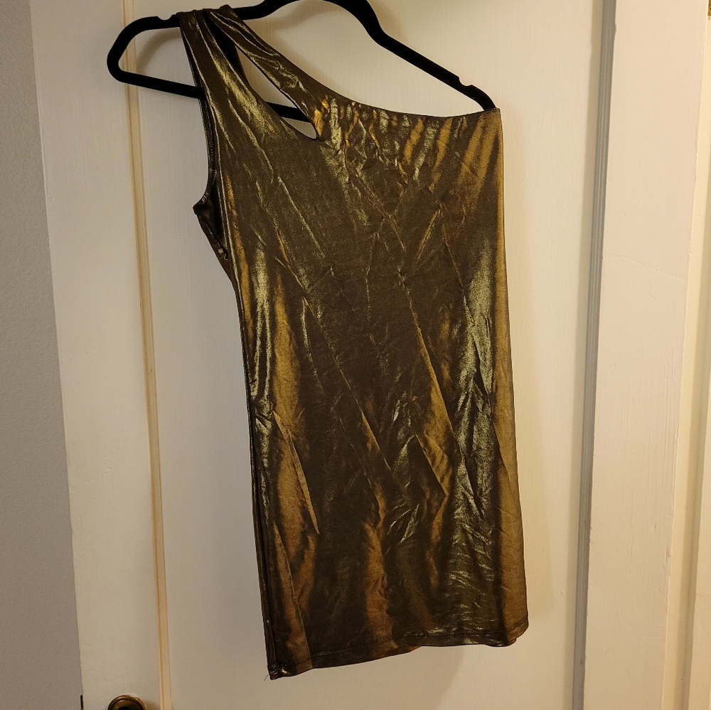 Forever 21 Gold Lame mini dress size M